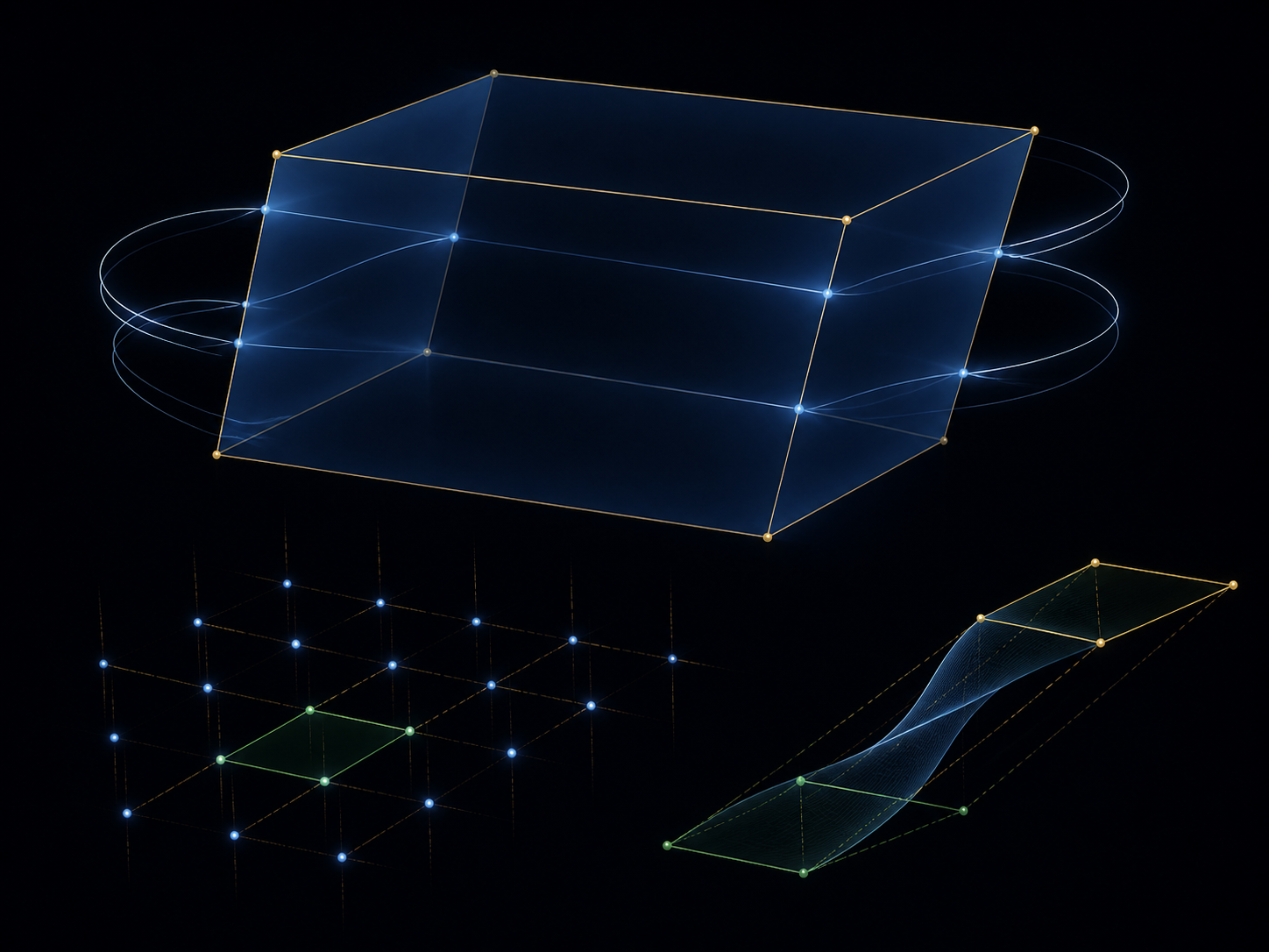 Conceptual compact flat-domain topology visualization