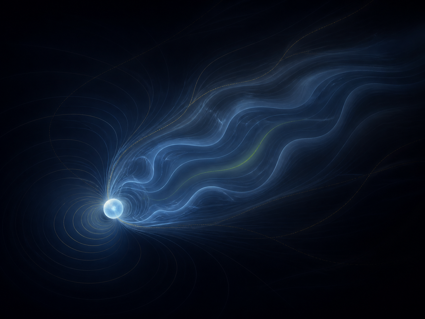 Conceptual continuous wake-response field around a compact source